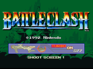Battle Clash title screen for Super Nintendo